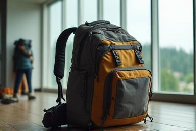 Camera bag backpack ready for travel