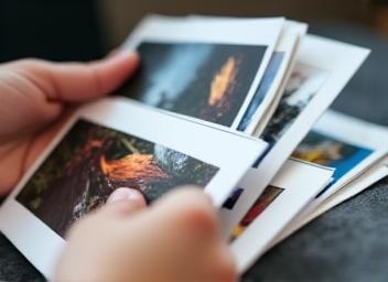 Printed photos being inspected